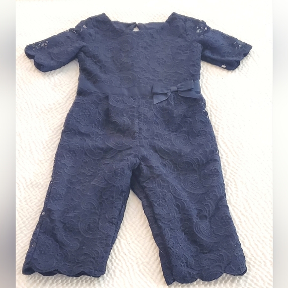 Janie and Jack Holiday Navy Lace Jumper Girls Size 18-24M - Picture 1 of 6